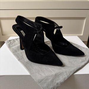Manolo Blahnik limited edition suede pointed toe mary Jane heel